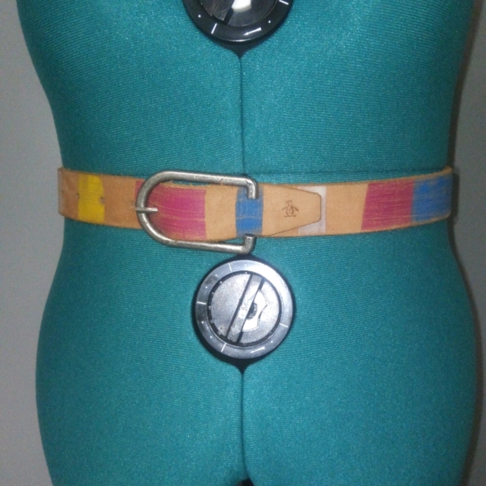 Original Penguin Striped Leather Belt NWOT